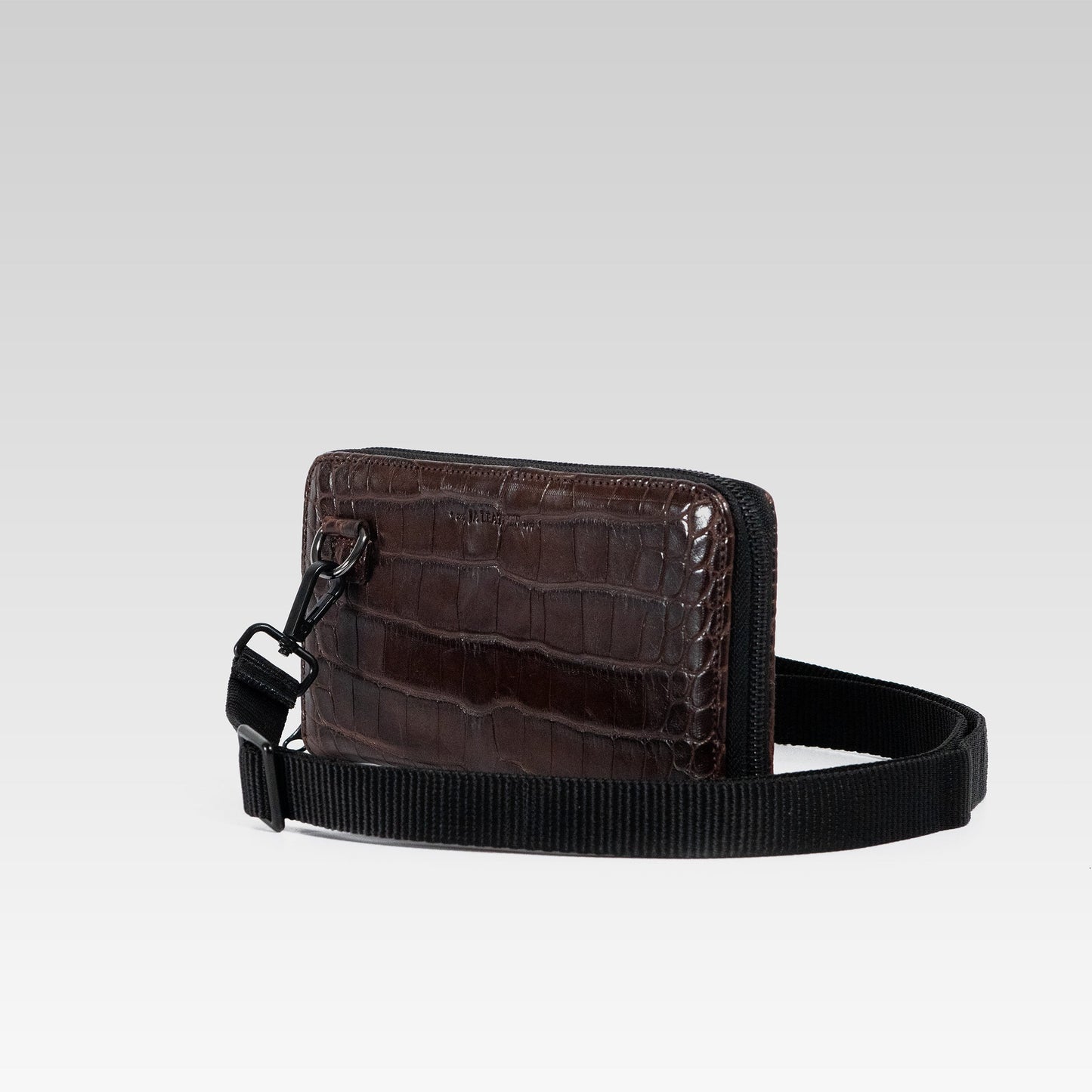 Cartera/Neceser Large Walker 1C cocodrilo genuino cafe caoba