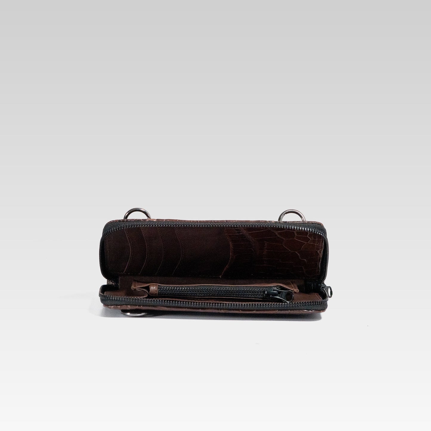 Cartera/Neceser Large Walker 1C cocodrilo genuino cafe caoba