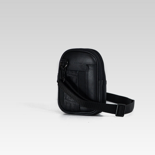 Bandolera mini Augusto negro res/Cocodrilo