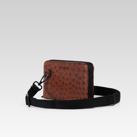Cartera/Neceser Large Walker 1C avestruz genuina coñac