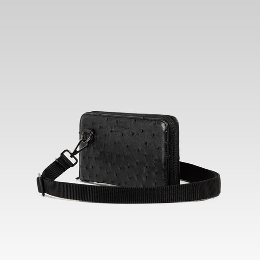 Cartera/Neceser Large Walker 1C avestruz genuina negra
