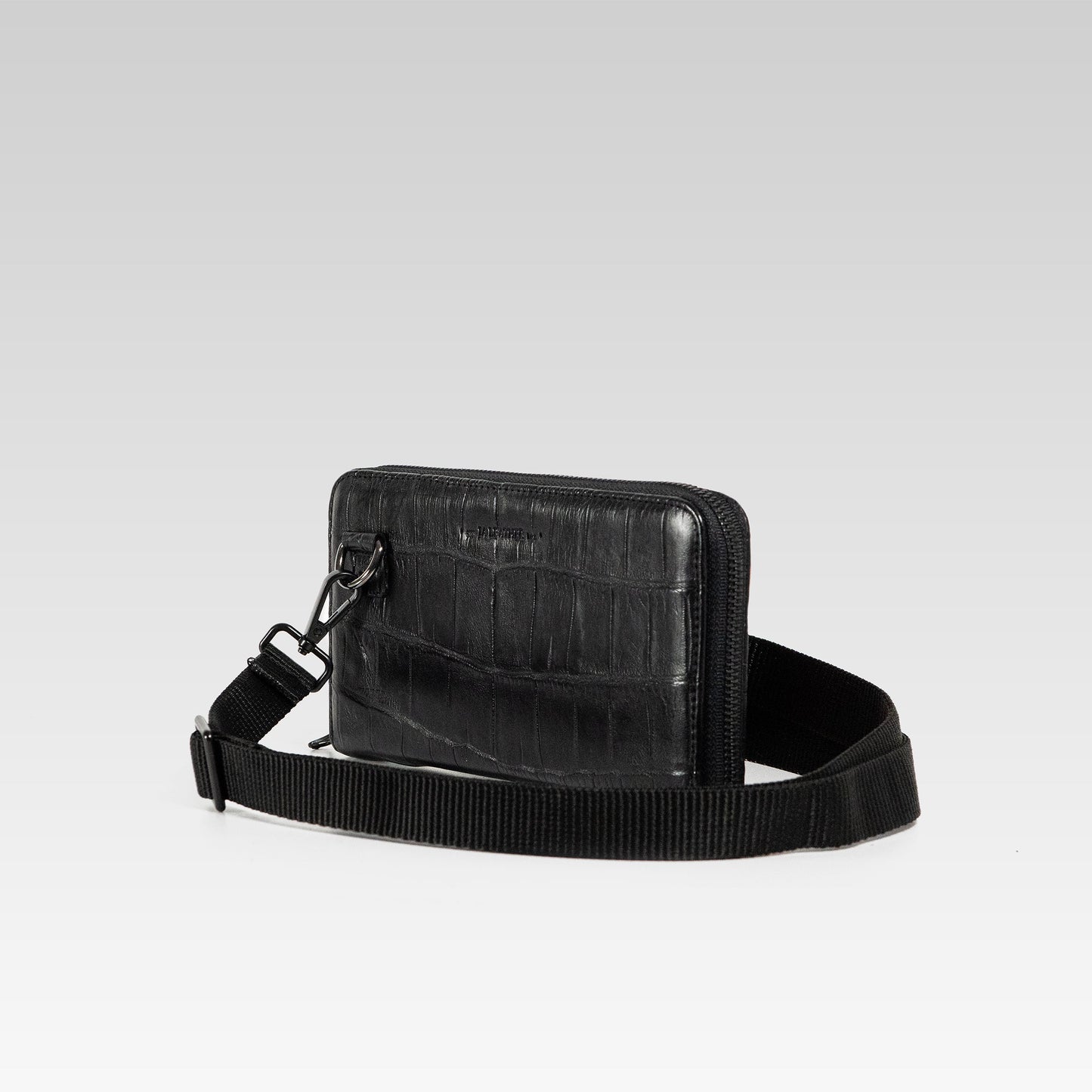 Cartera/Neceser Large Walker 1C cocodrilo genuino negro