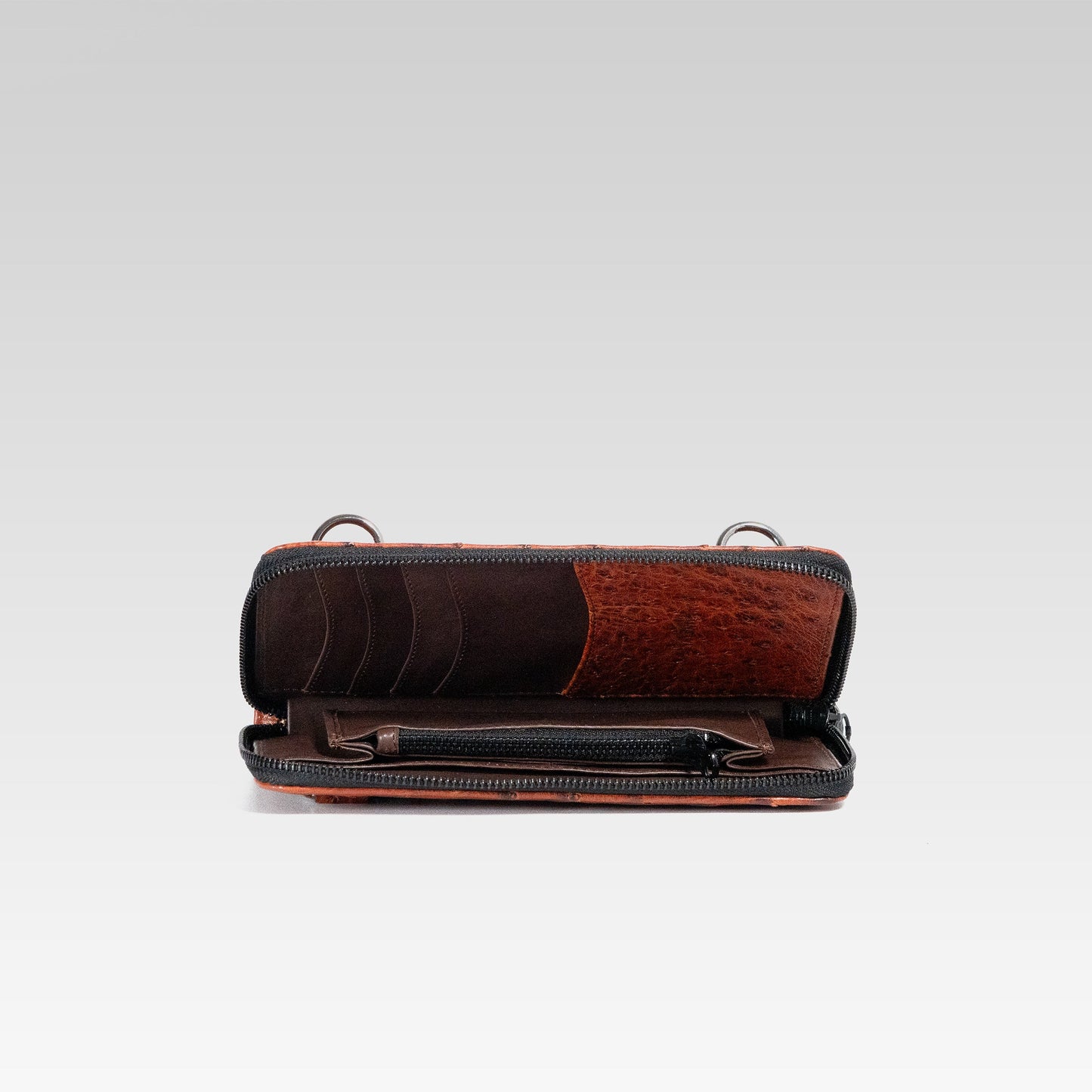 Cartera/Neceser Large Walker 1C avestruz genuina coñac