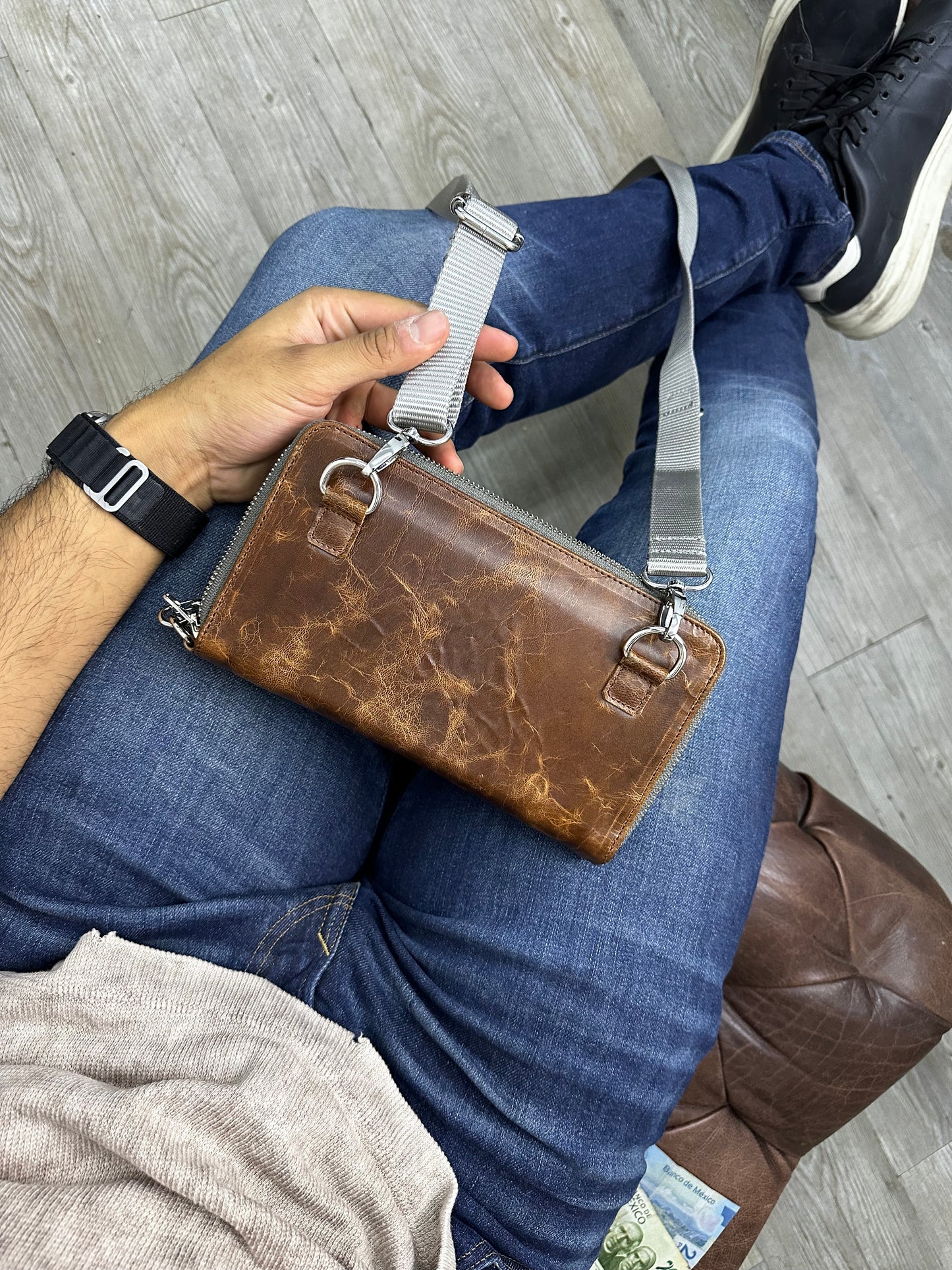 Cartera/Neceser Large Walker café miel pull up