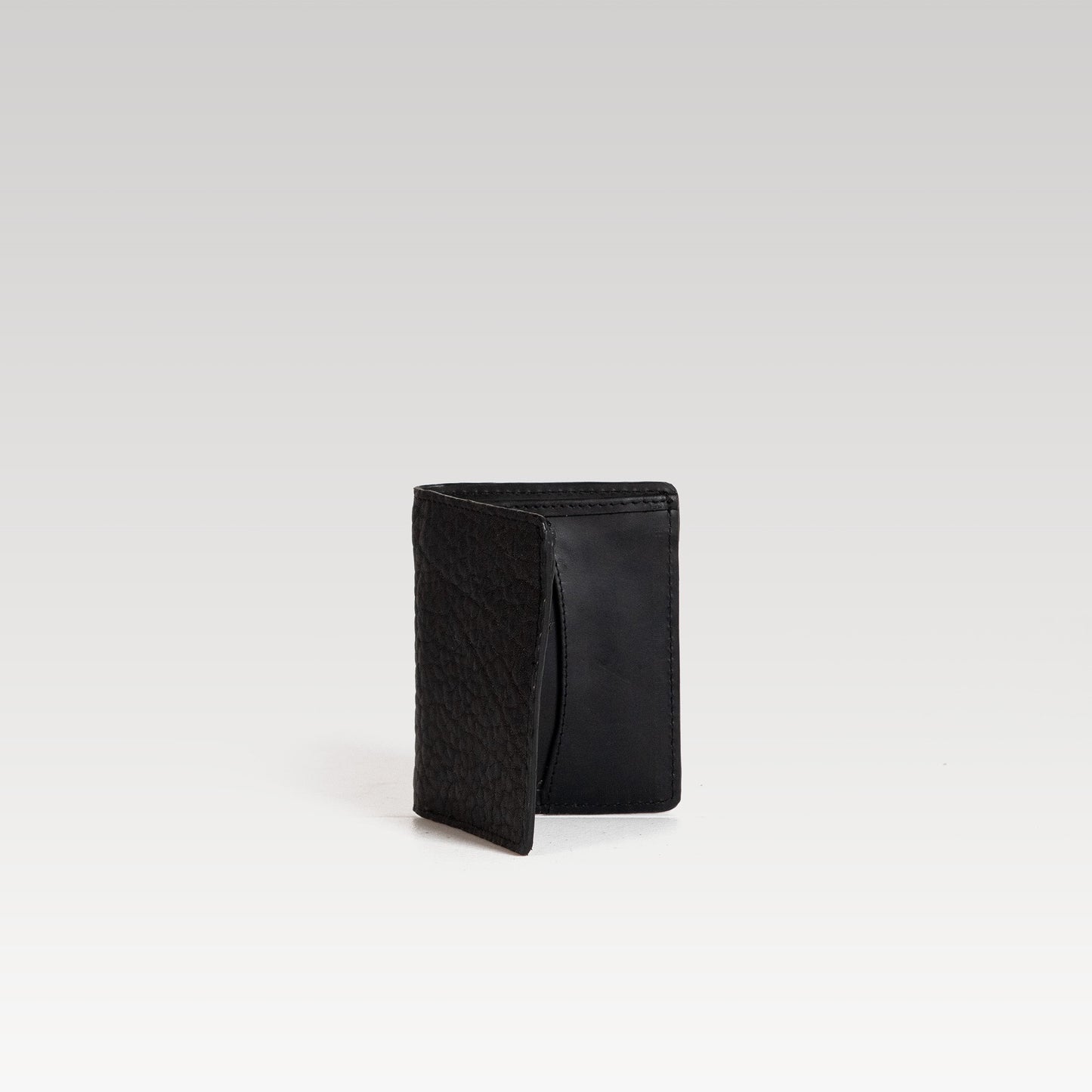 Bifold Piel cuello de toro negro