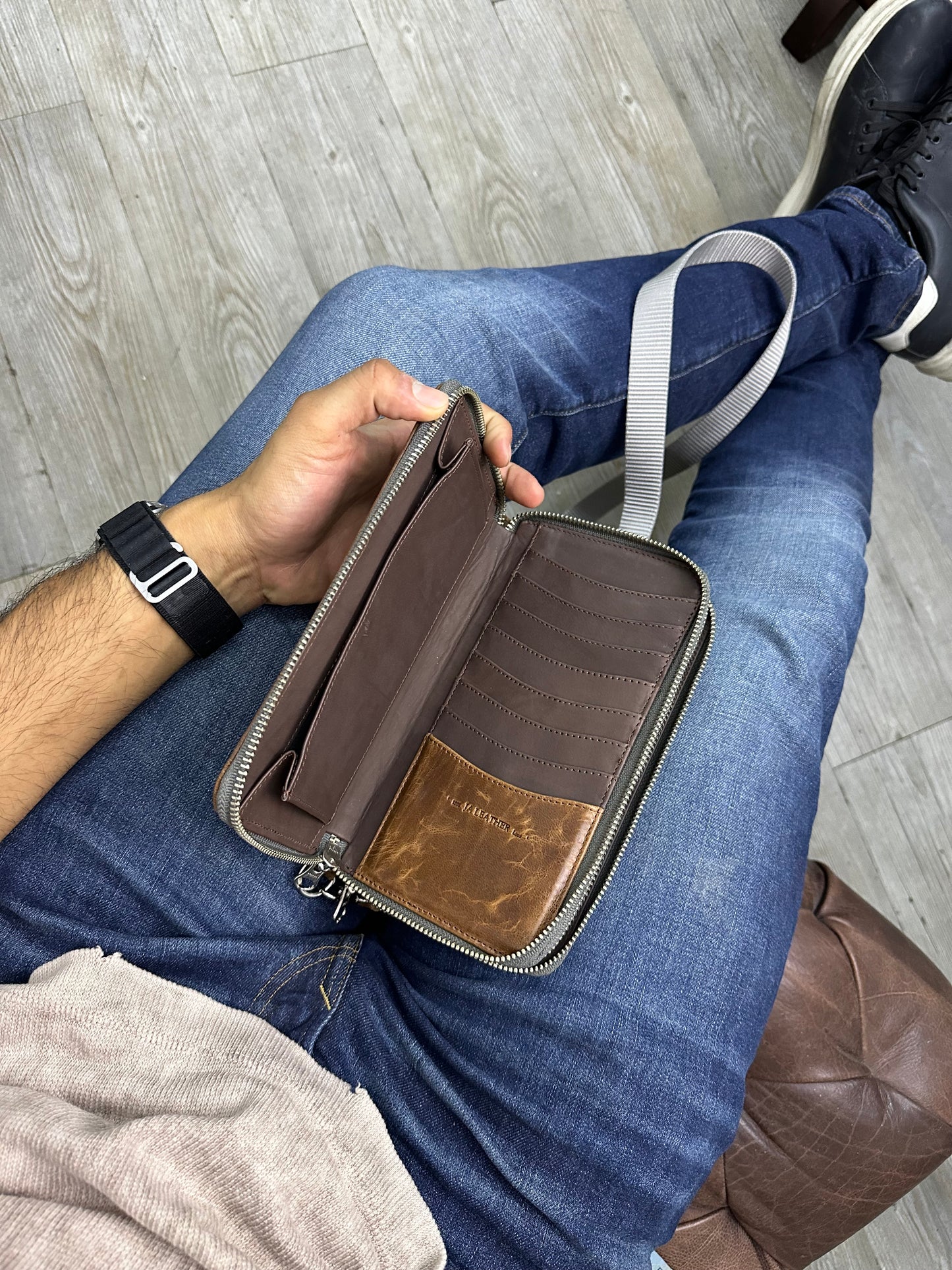 Cartera/Neceser Large Walker café miel pull up