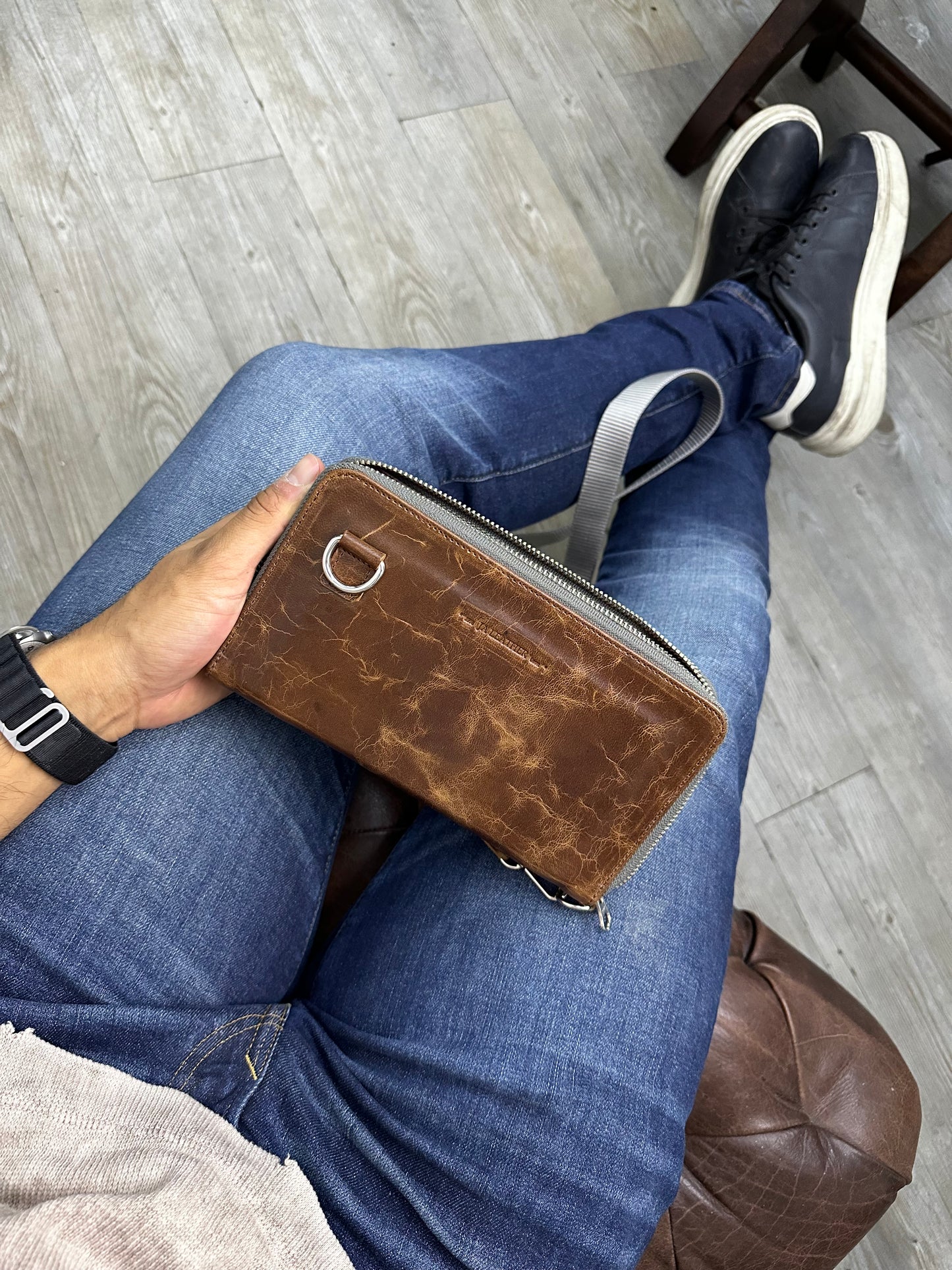 Cartera/Neceser Large Walker café miel pull up