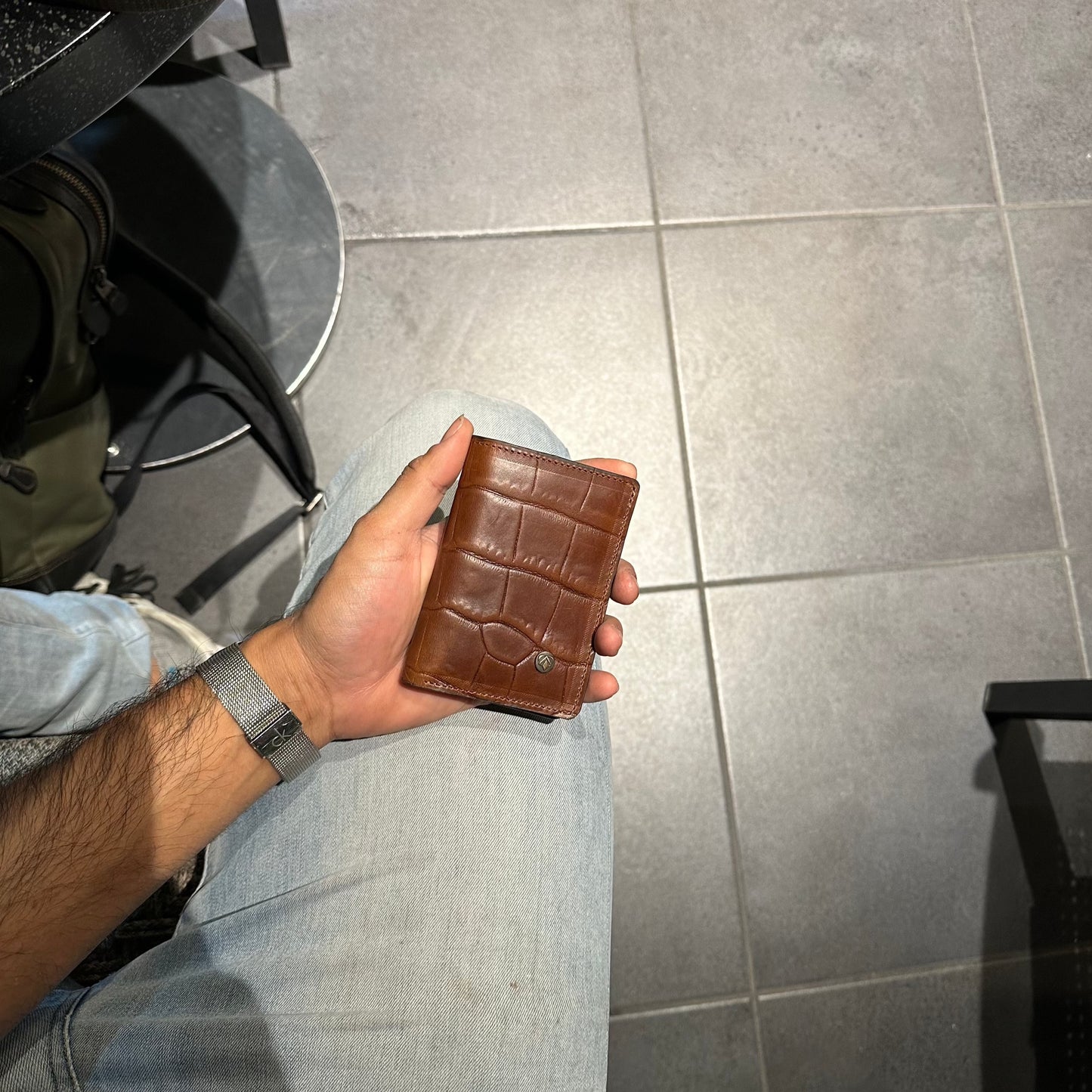 Caramell brown crocodile engraved bifold