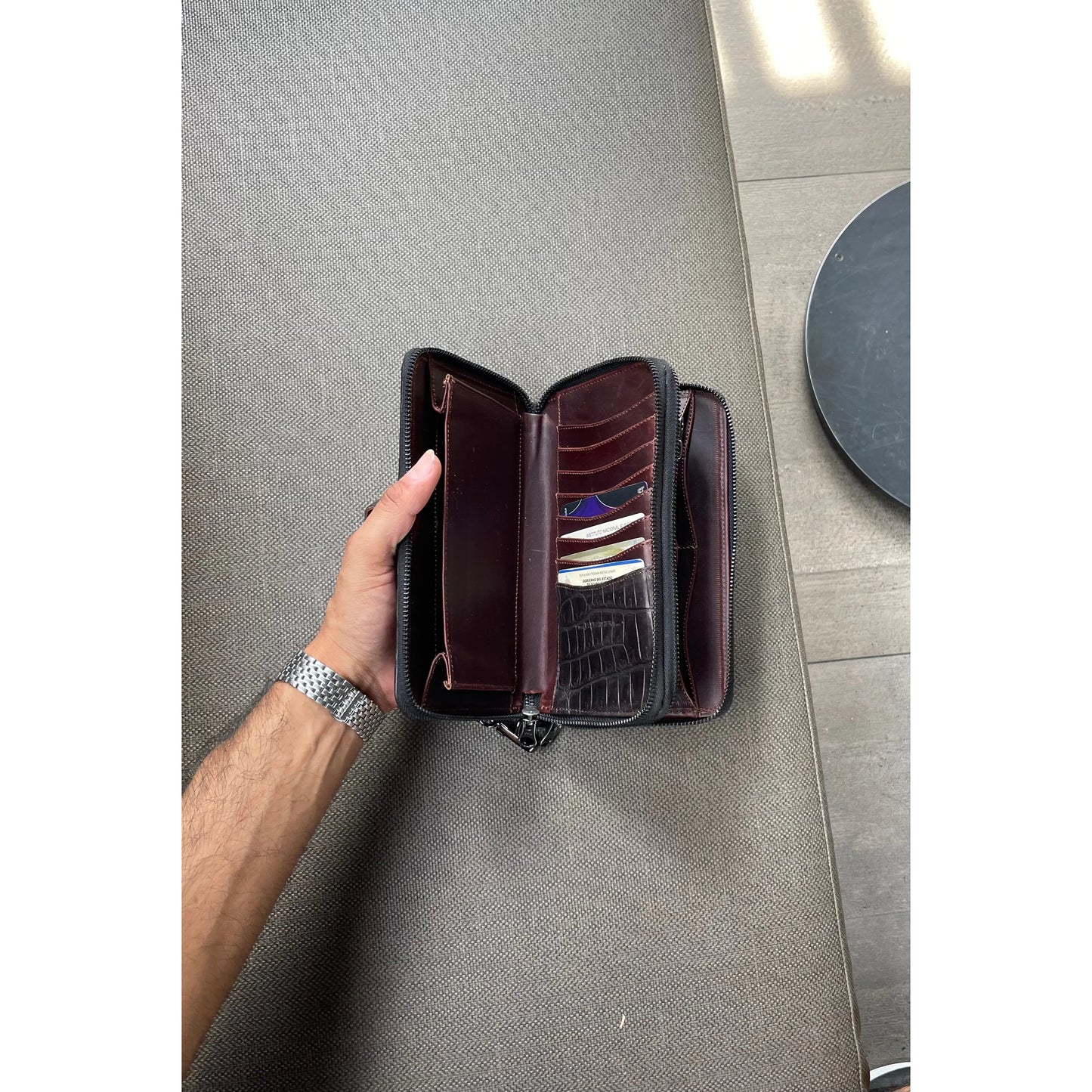 River store crocodile wallet